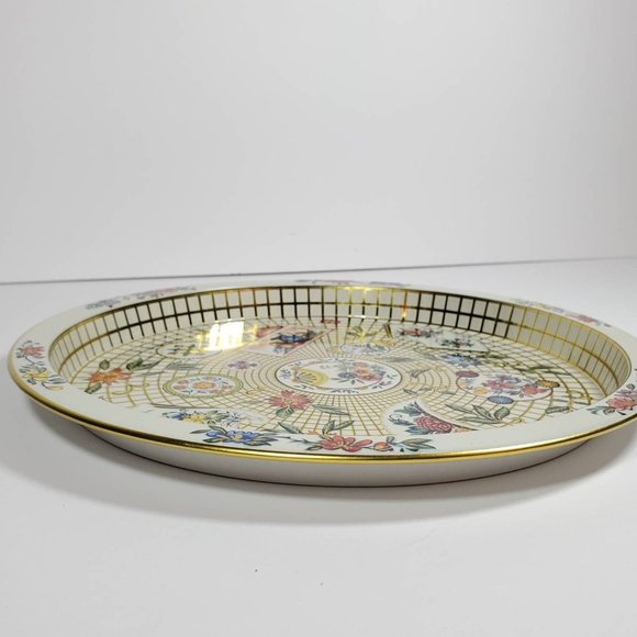 Vintage Daher Floral Tray Metal Decorative Tray White Gold Flower Pattern - Picture 5 of 9